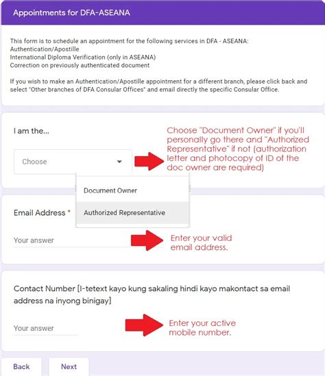 dfa appointment authentication log in|Application Process .